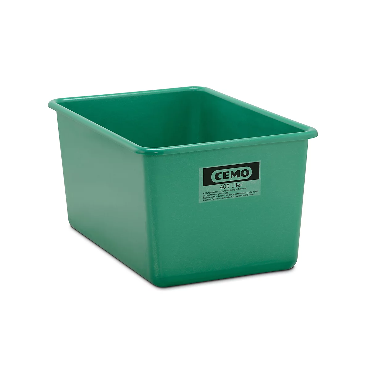 Recipiente rectangular estándar, PRFV, 400 l, verde