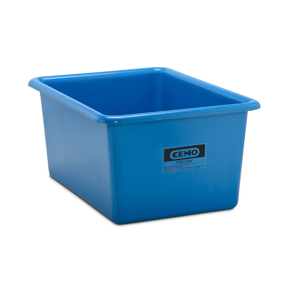 Recipiente rectangular estándar, PRFV, 550 l, azul