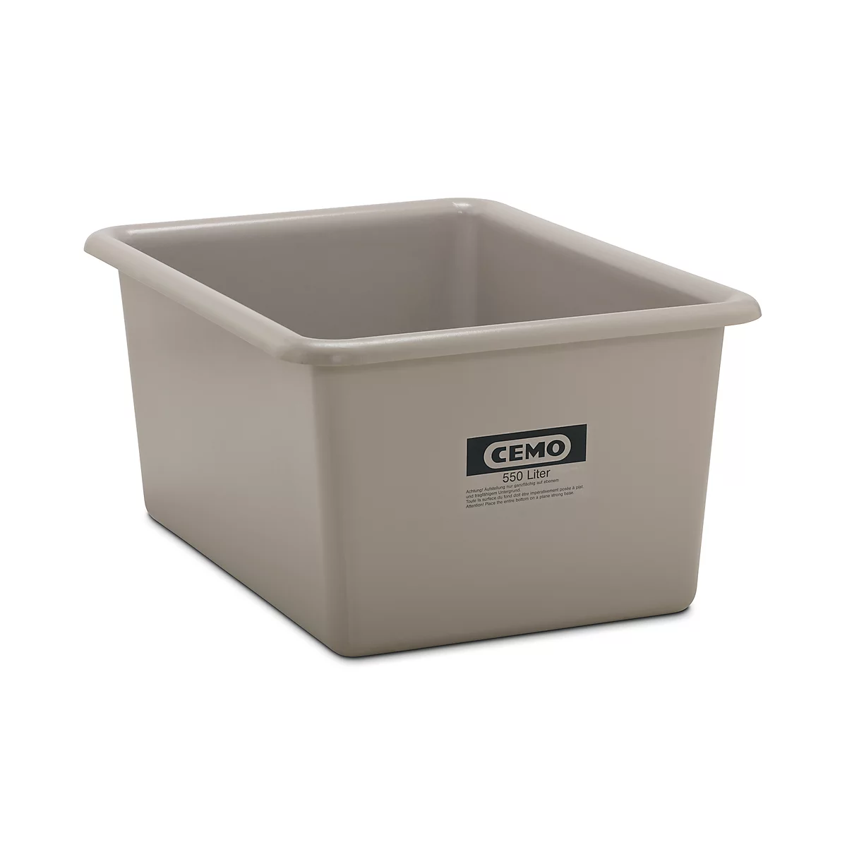 Recipiente rectangular estándar, PRFV, 550 l, gris