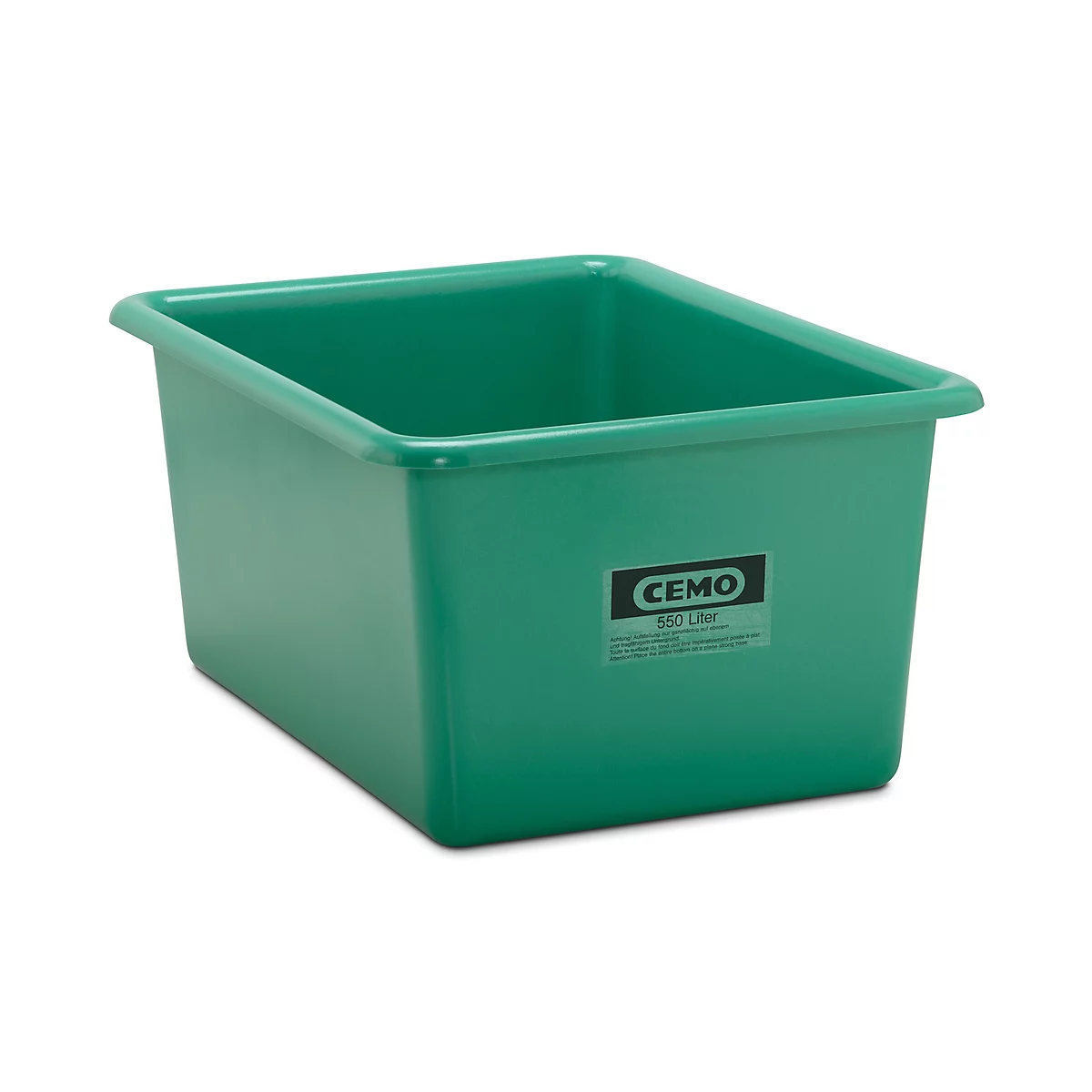 Recipiente rectangular estándar, PRFV, 550 l, verde