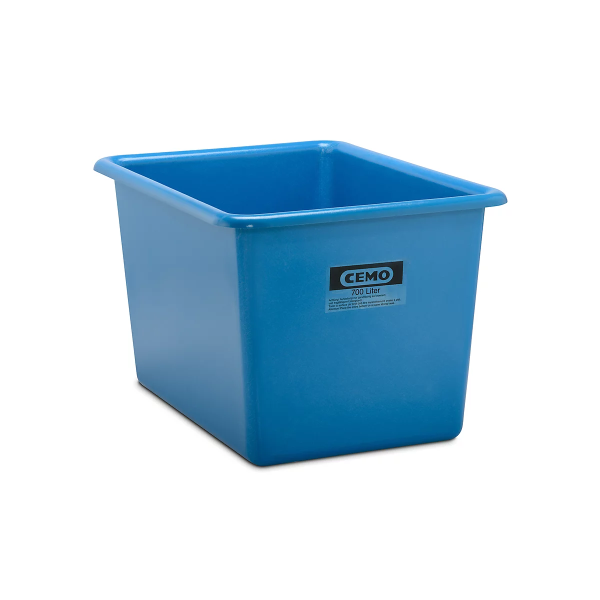 Recipiente rectangular estándar, PRFV, 700 l, azul