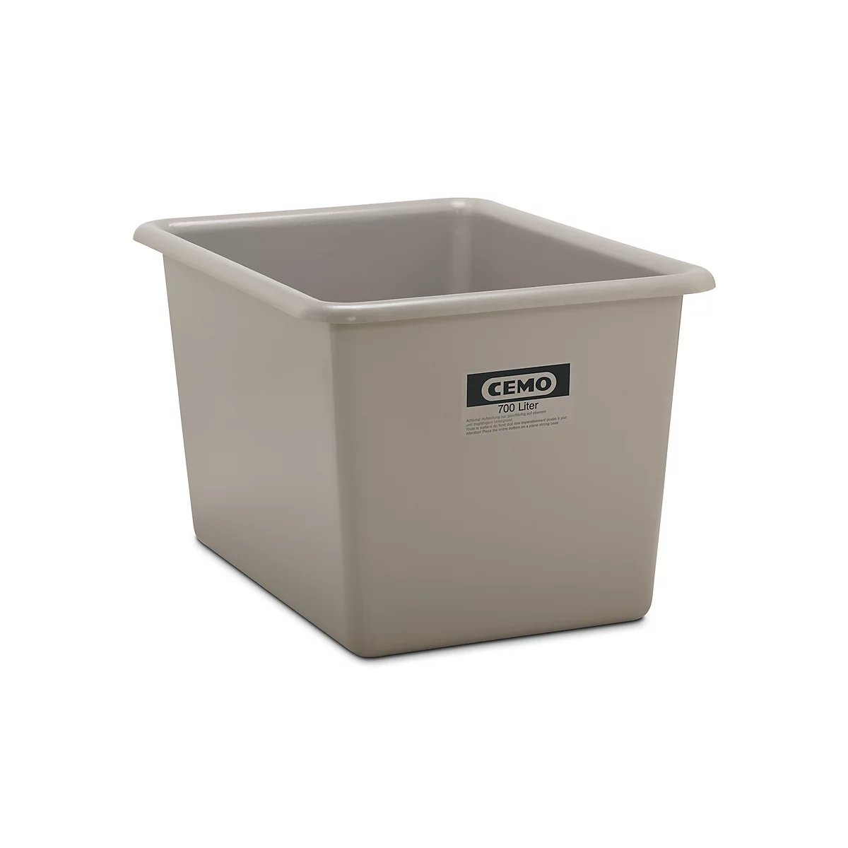 Recipiente rectangular estándar, PRFV, 700 l, gris