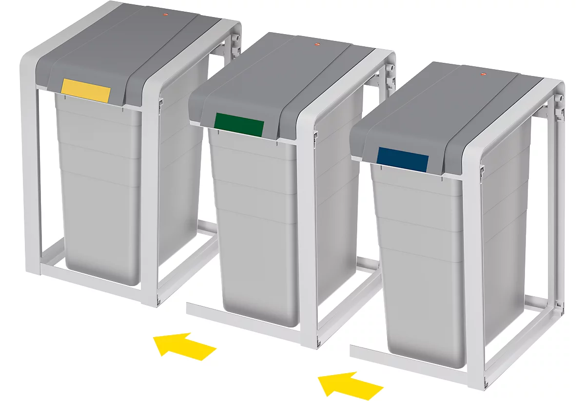 Recogedor de residuos reciclables Hailo ProfiLine Öko XL, módulo adicional, volumen 38 l, con cubo interior, L 395 x A 355 x A 560 mm, plástico, gris
