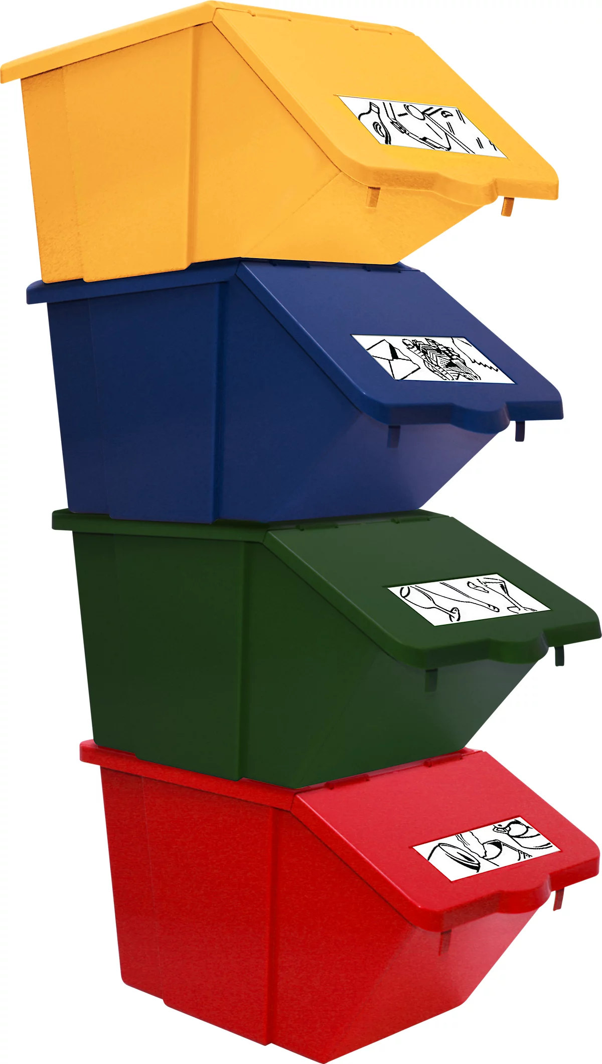 Recogedor de residuos reciclables Ökonom, 45 l, como juego de 4 o individualmente, apilable, L 550 x A 310 x A 300 mm, varios colores. Colores