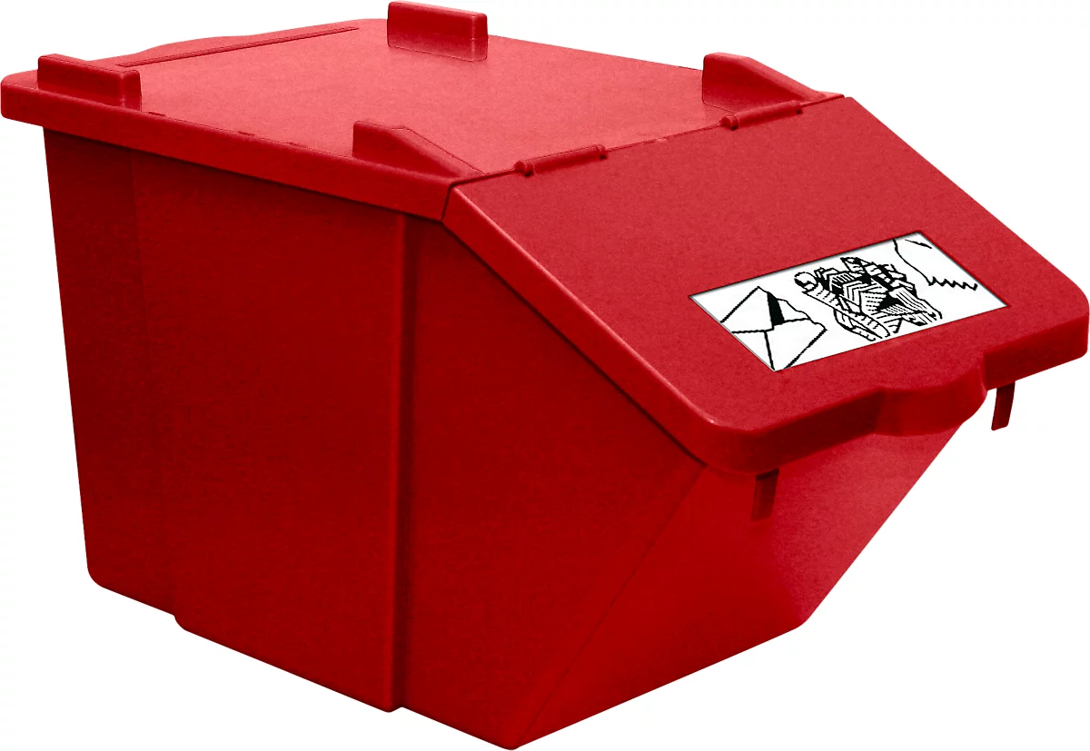 Recogedor de residuos reciclables Ökonom, apilable, 45 l, rojo