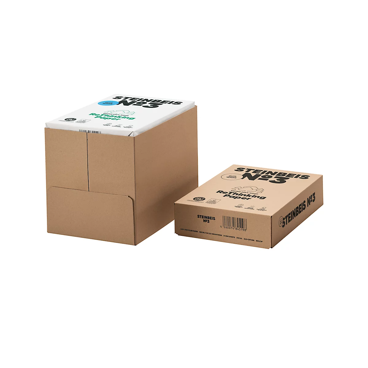 Recyclage du papier Steinbeis №3, DIN A4, 80 g/m², blanc naturel, 1 carton = 10 x 500 feuilles