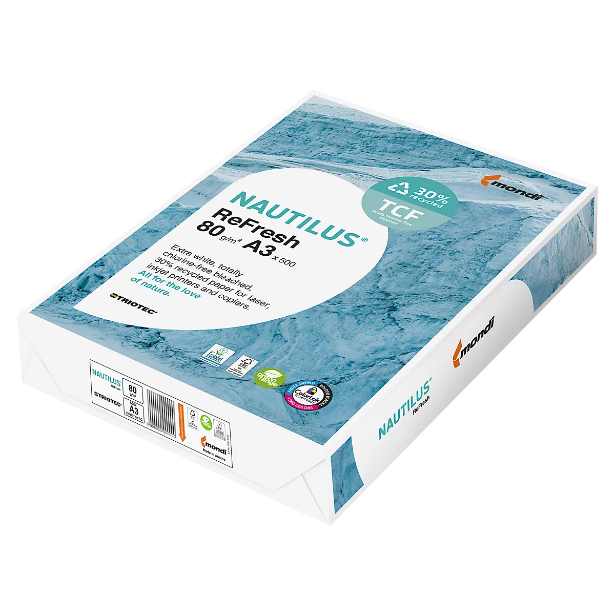 Recyclingpapier Nautilus ReFresh, DIN A3, 80 g/m², naturweiß