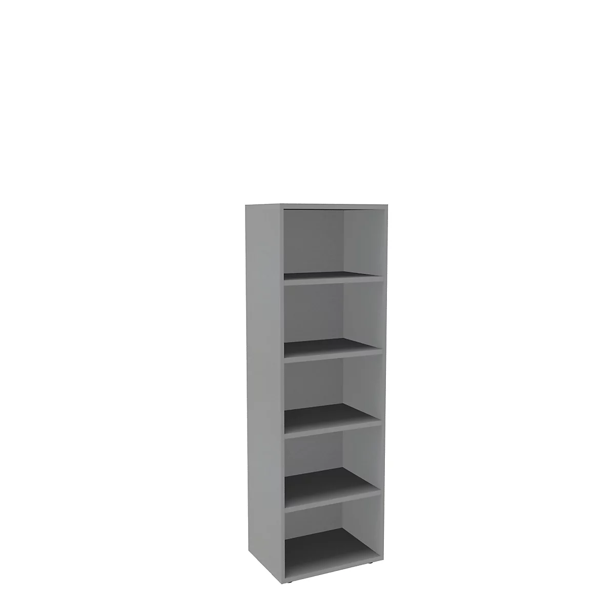 Regal, einteilig, B 600 mm, 5 OH, silber