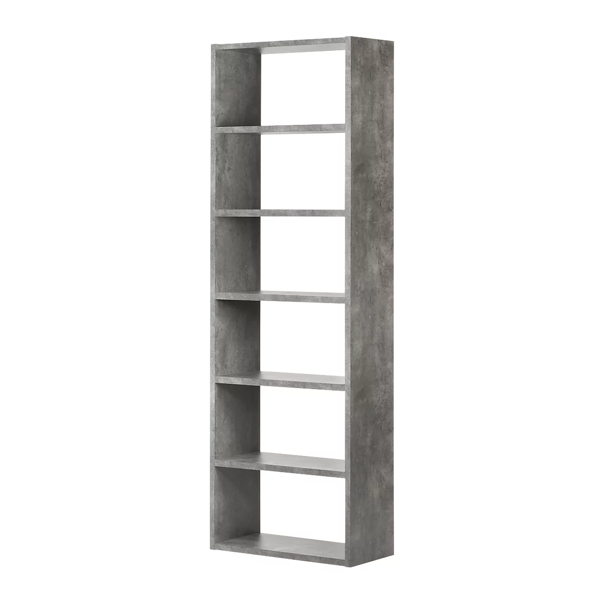 Regal Pombal, 6 Ordnerhöhen, erweiterbar, Spanplatte, B 740 x T 340 x H 2240 mm, Betonfarben