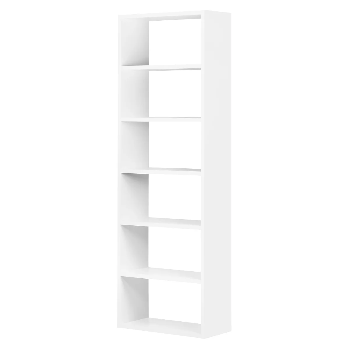 Regal Pombal, 6 Ordnerhöhen, erweiterbar, Spanplatte, B 740 x T 340 x H 2240 mm, Weiß