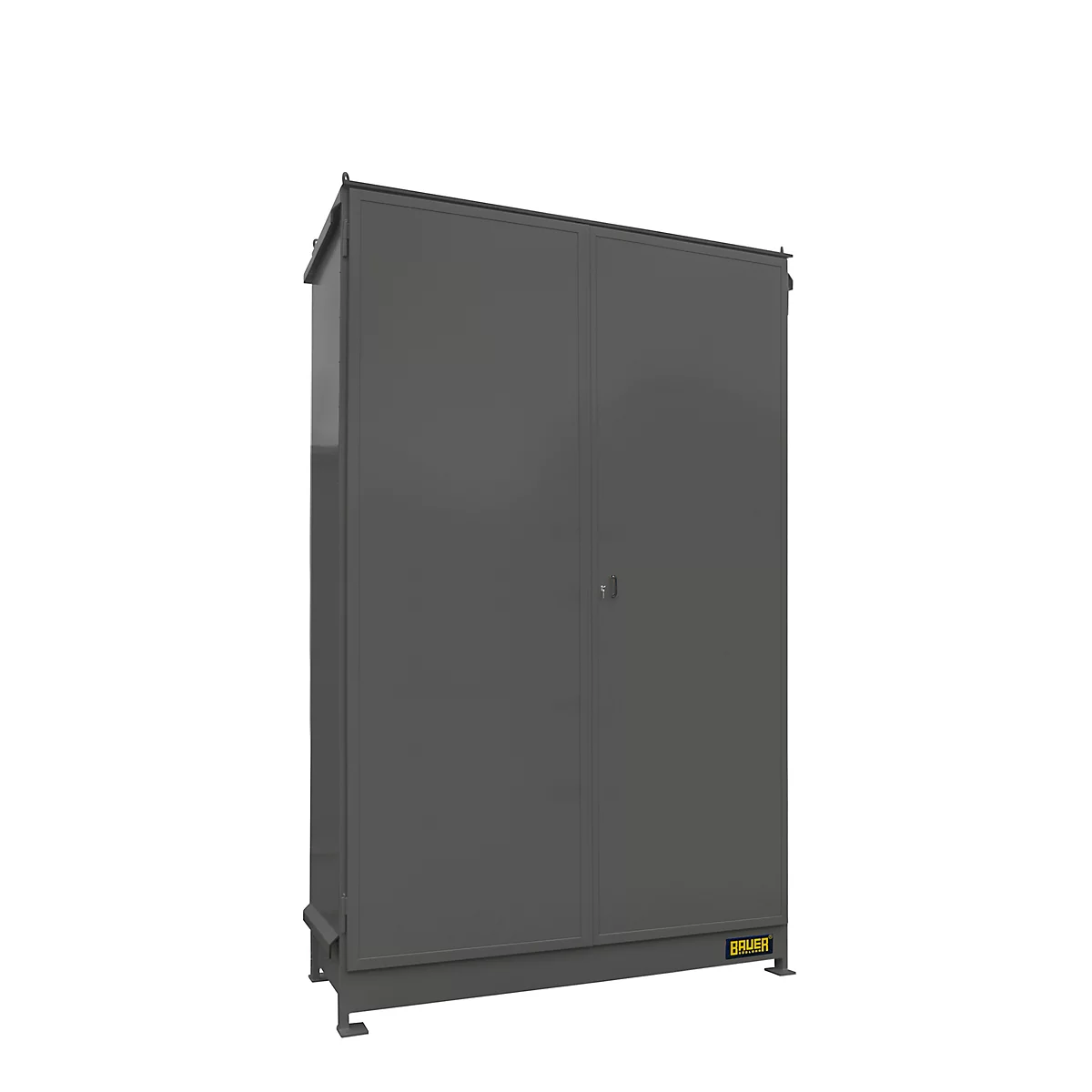 Regalcontainer BAUER CEN 29-3 IBC, Stahl, Doppelflügeltor, B 3565 x T 1585 x H 4950 mm, grau