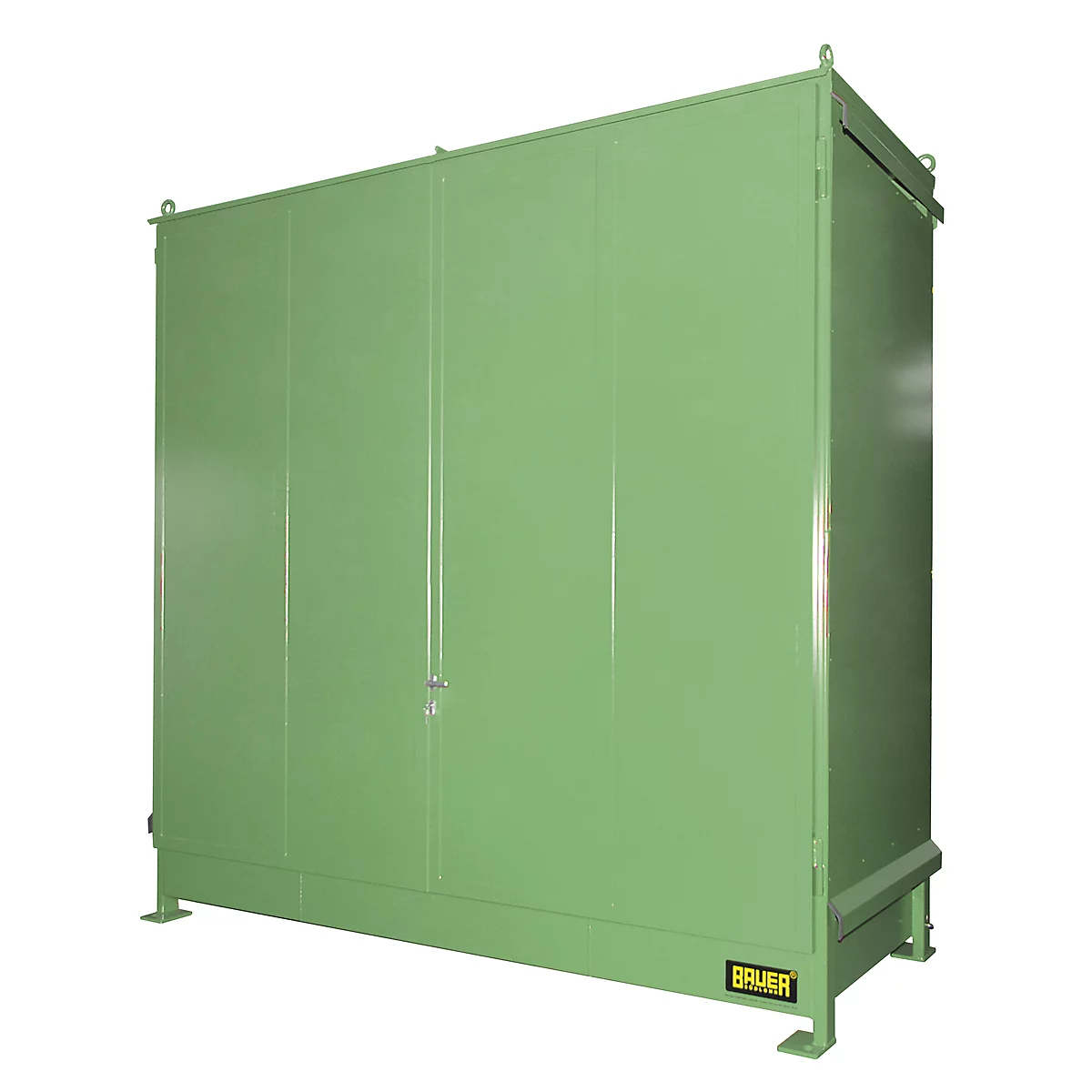 Regalcontainer BAUER CEN 33-2 IBC, Stahl, Doppelflügeltor, B 3510 x T 1480 x H 3445 mm, grün