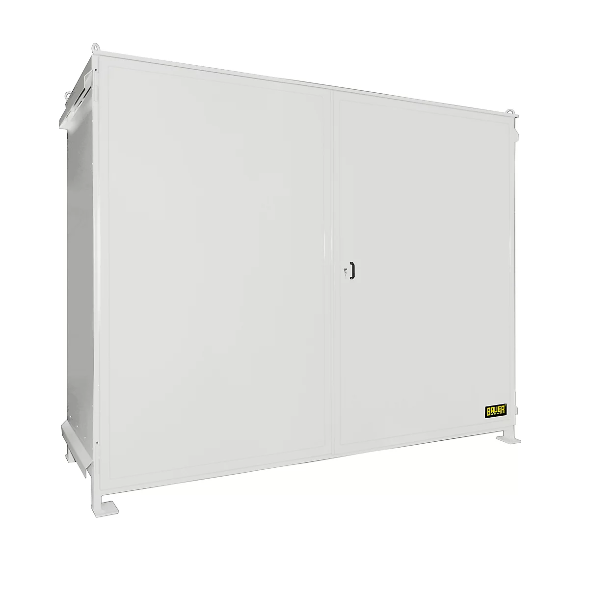 Regalcontainer BAUER CEN 36-2, Stahl, Doppelflügeltor, B 3915 x T 1480 x H 3145 mm, weiß