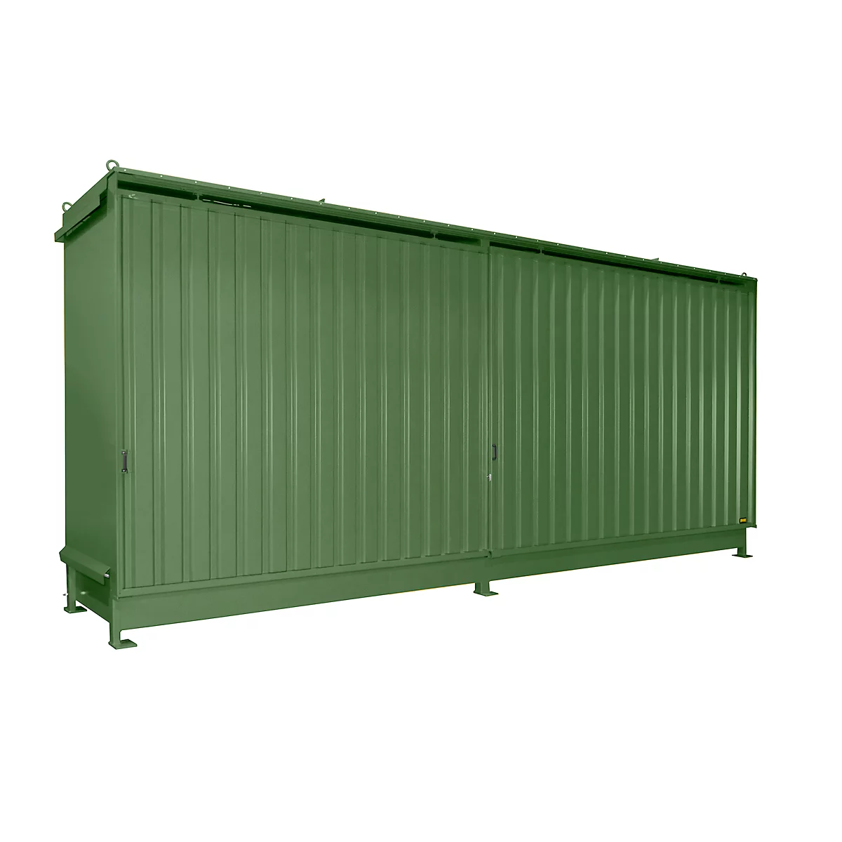 Regalcontainer BAUER CEN 65-2 IBC, Stahl, Schiebetor, B 6915 x T 1550 x H 3445 mm, grün