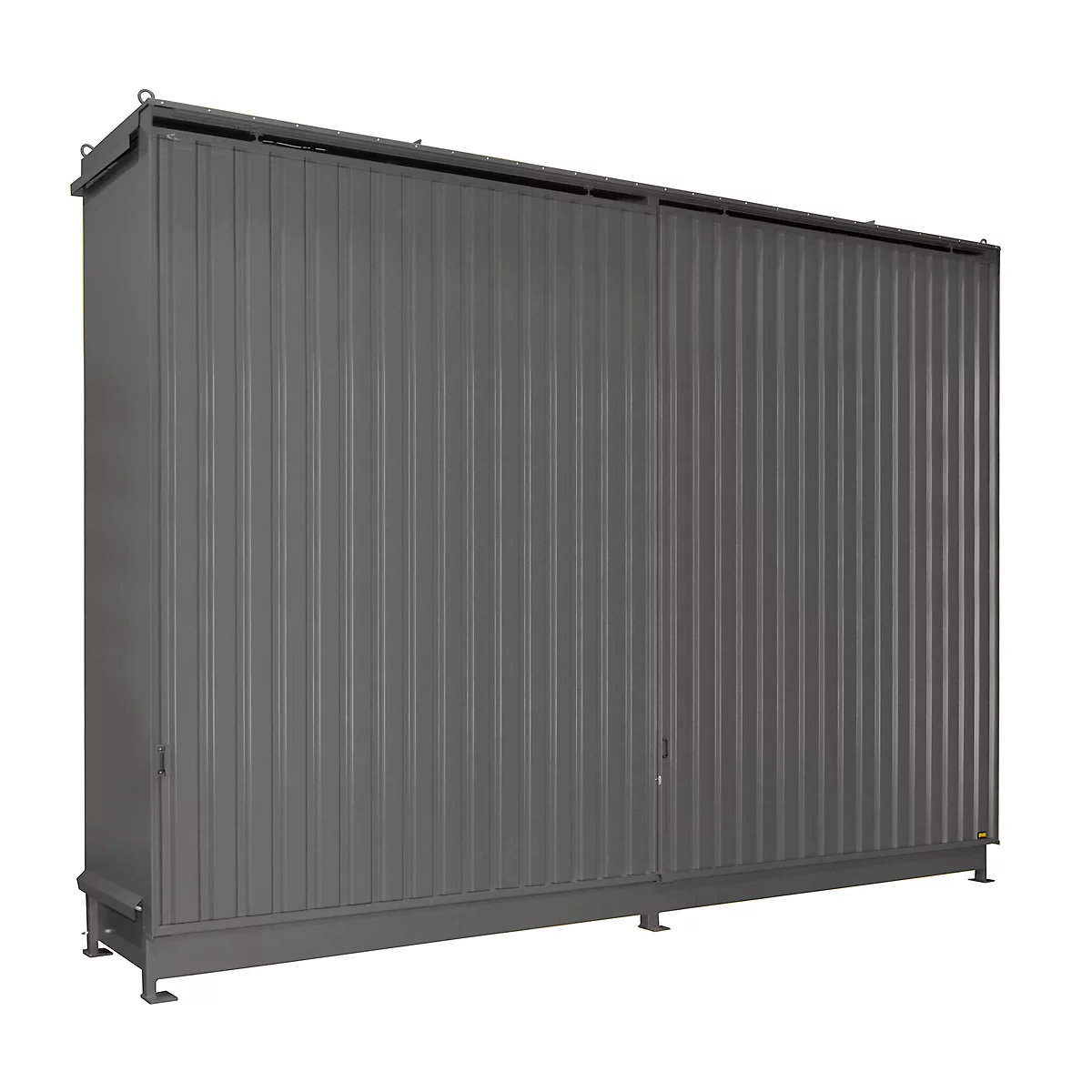Regalcontainer BAUER CEN 65-3 IBC, Stahl, Schiebetor, B 7200 x T 1600 x H 4965 mm, grau