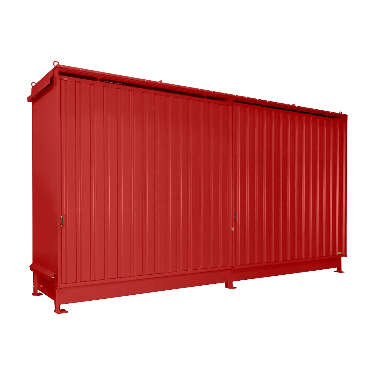 Regalcontainer Bauer Typ CEN 59-2 IBC, 2 Fachebenen, Schiebetor, 2000 l, B 6255 x T 1550 x H 3450 mm, feuerrot RAL 3000