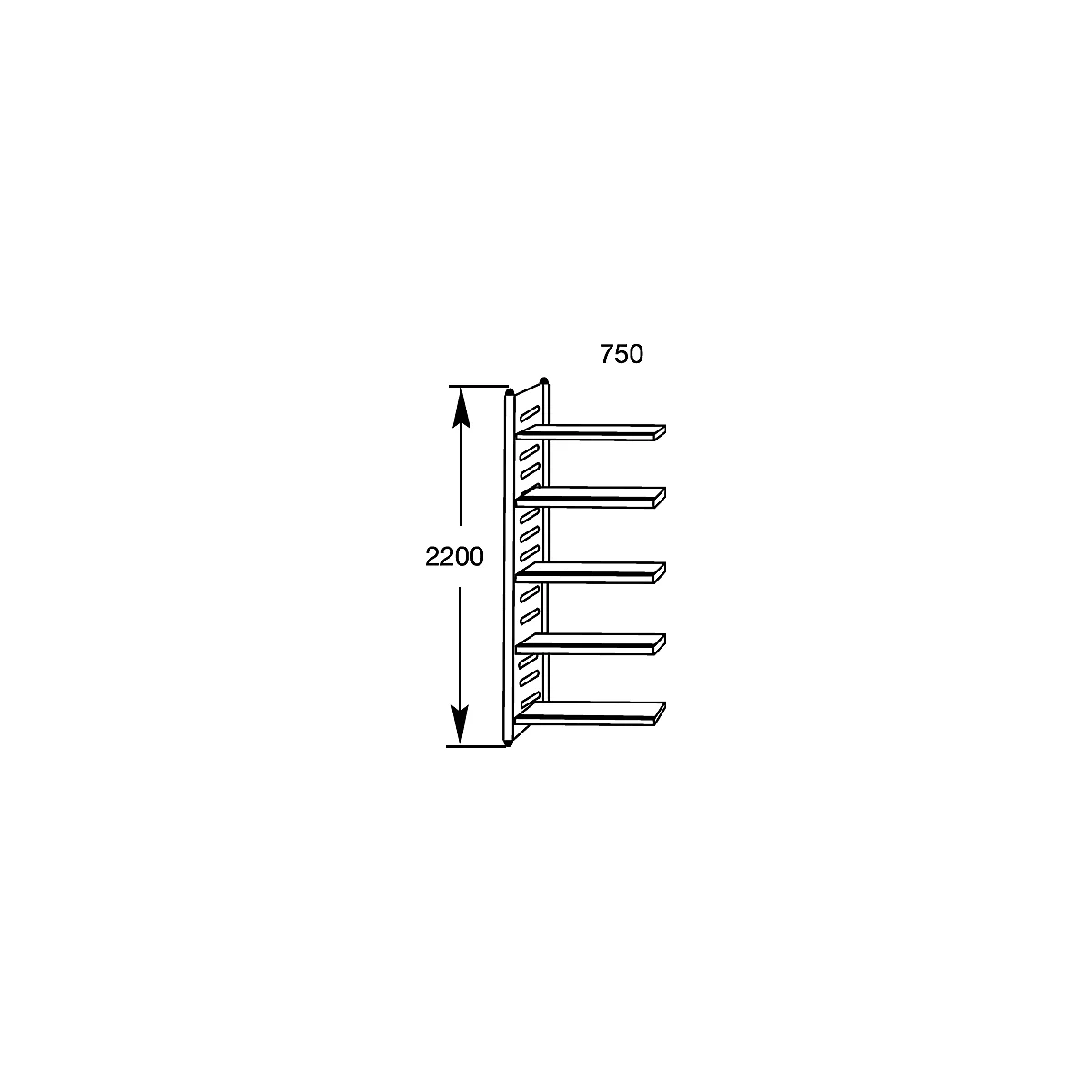 Regalfeld, 2200 x 1000 x 600 mm