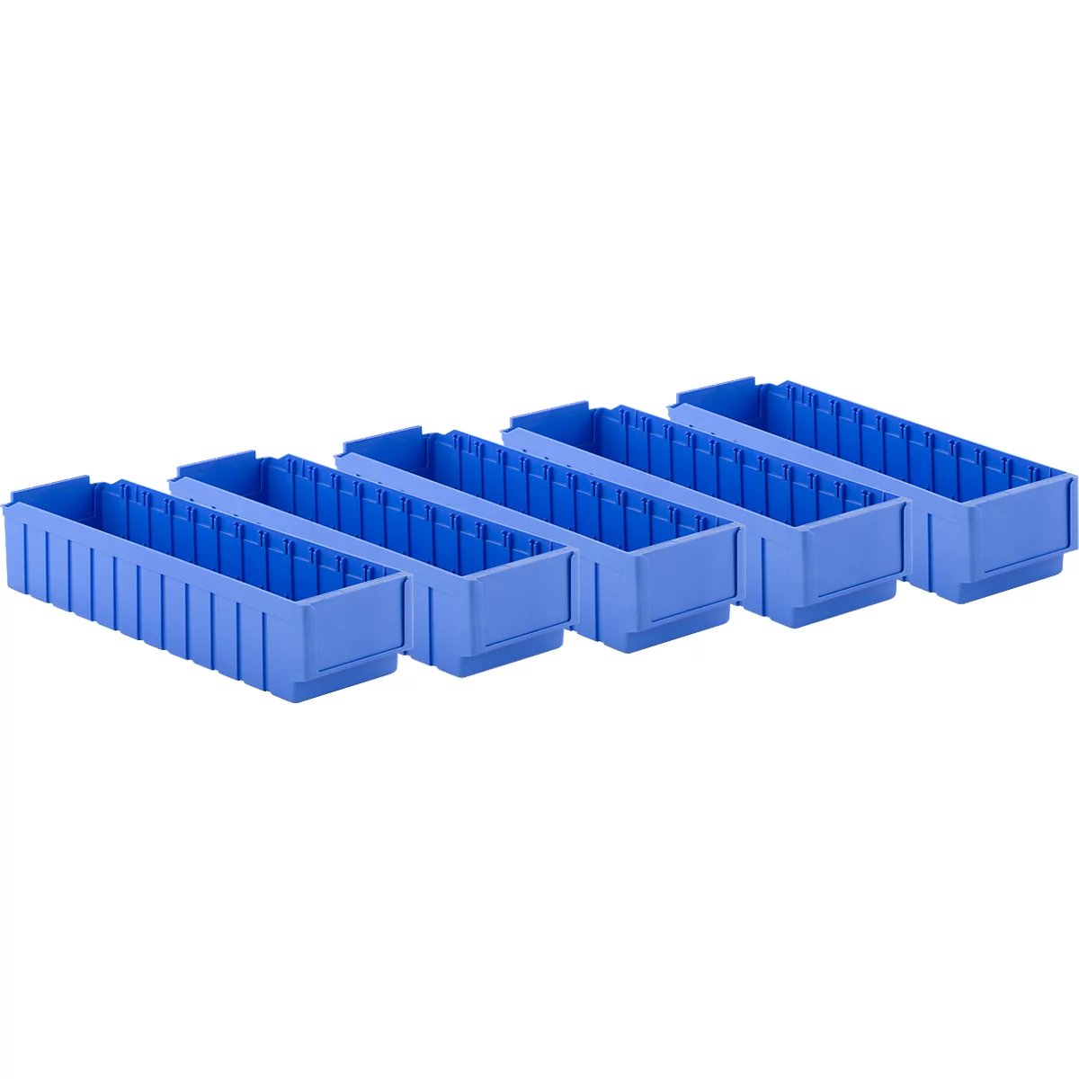 Regalkasten SSI Schäfer RK 621, 12 Fächer, Etikettenhalter, L 590 x B 162 x H 115 mm, Polystyrol, blau, 5 Stück