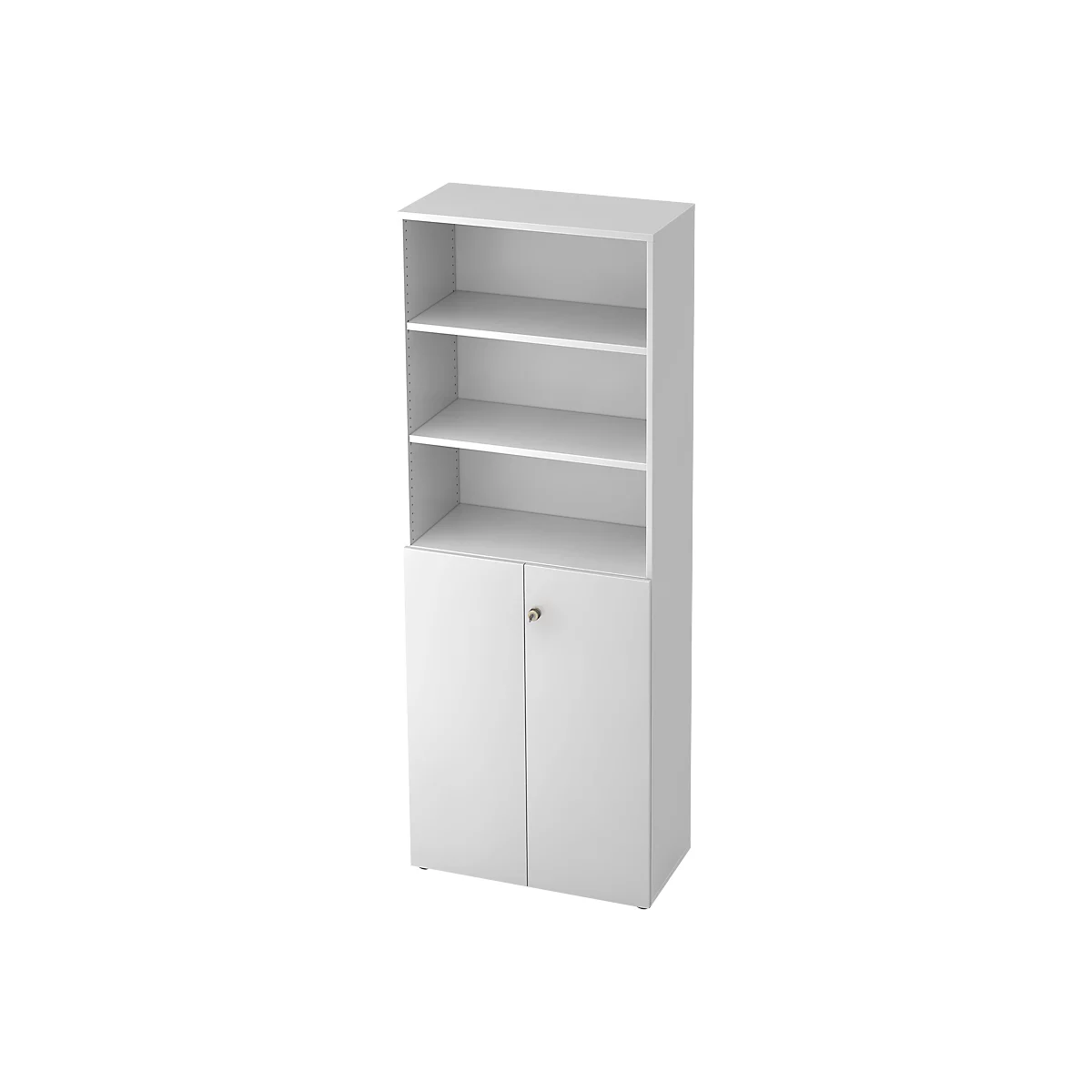 Regalschrank TOPAS LINE, 3 OH Regal/3 OH Türen, weiß/weiß