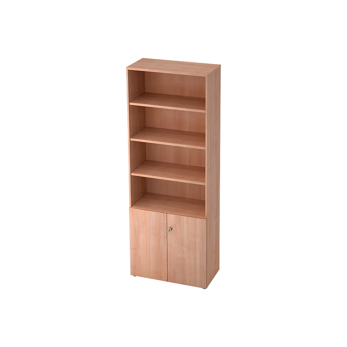 Regalschrank TOPAS LINE, 4 OH Regal/2 OH Türen, Nussbaum/Nussbaum