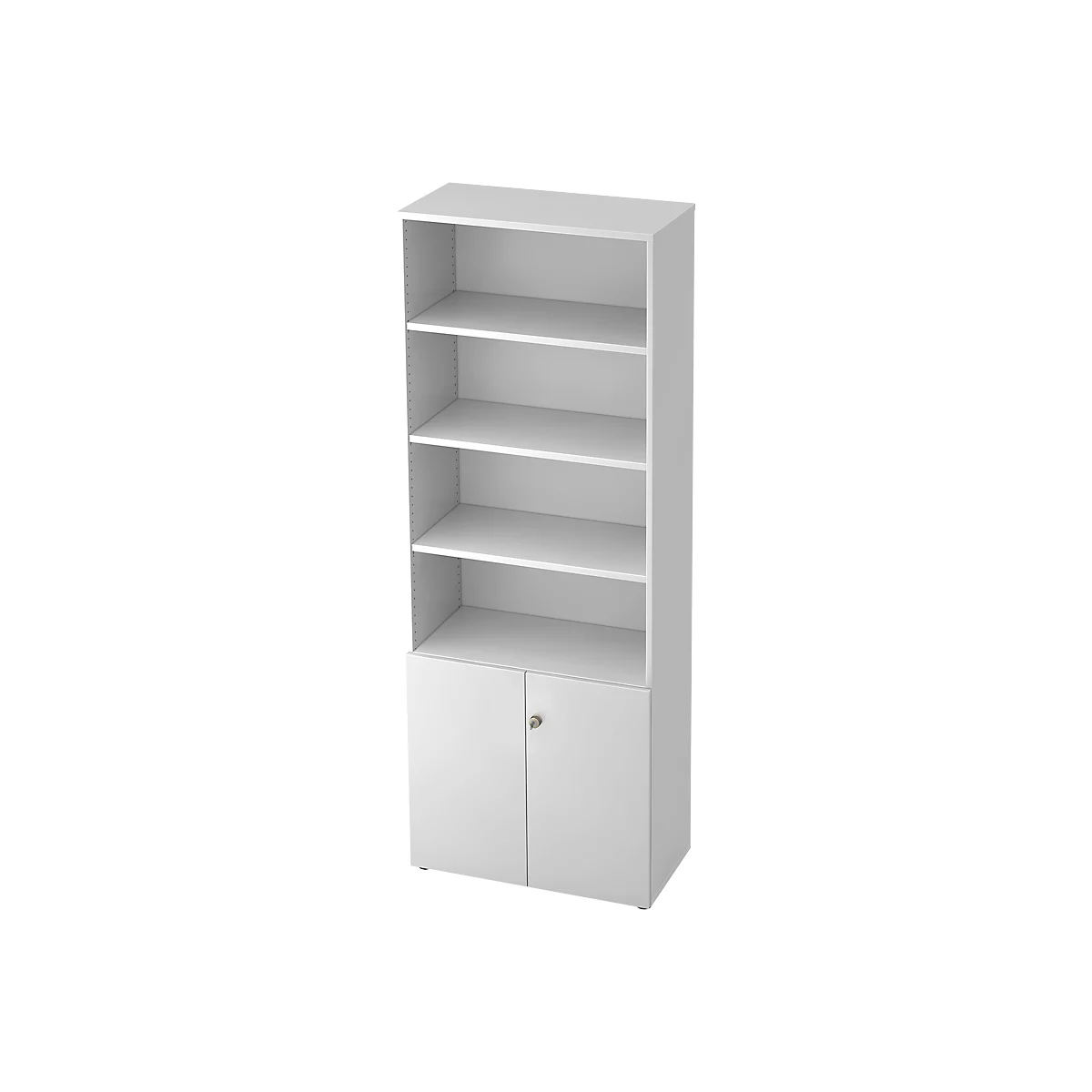 Regalschrank TOPAS LINE, 4 OH Regal/2 OH Türen, weiß/weiß