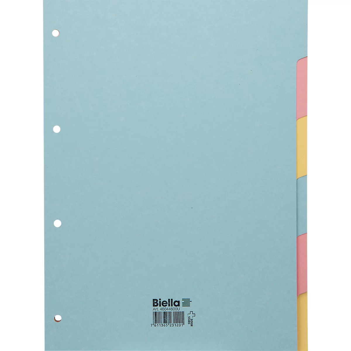 Register Biella, für DIN A4, 6-teilig, blanko, L 310 x B 235 x H 2 mm, Karton, farbig