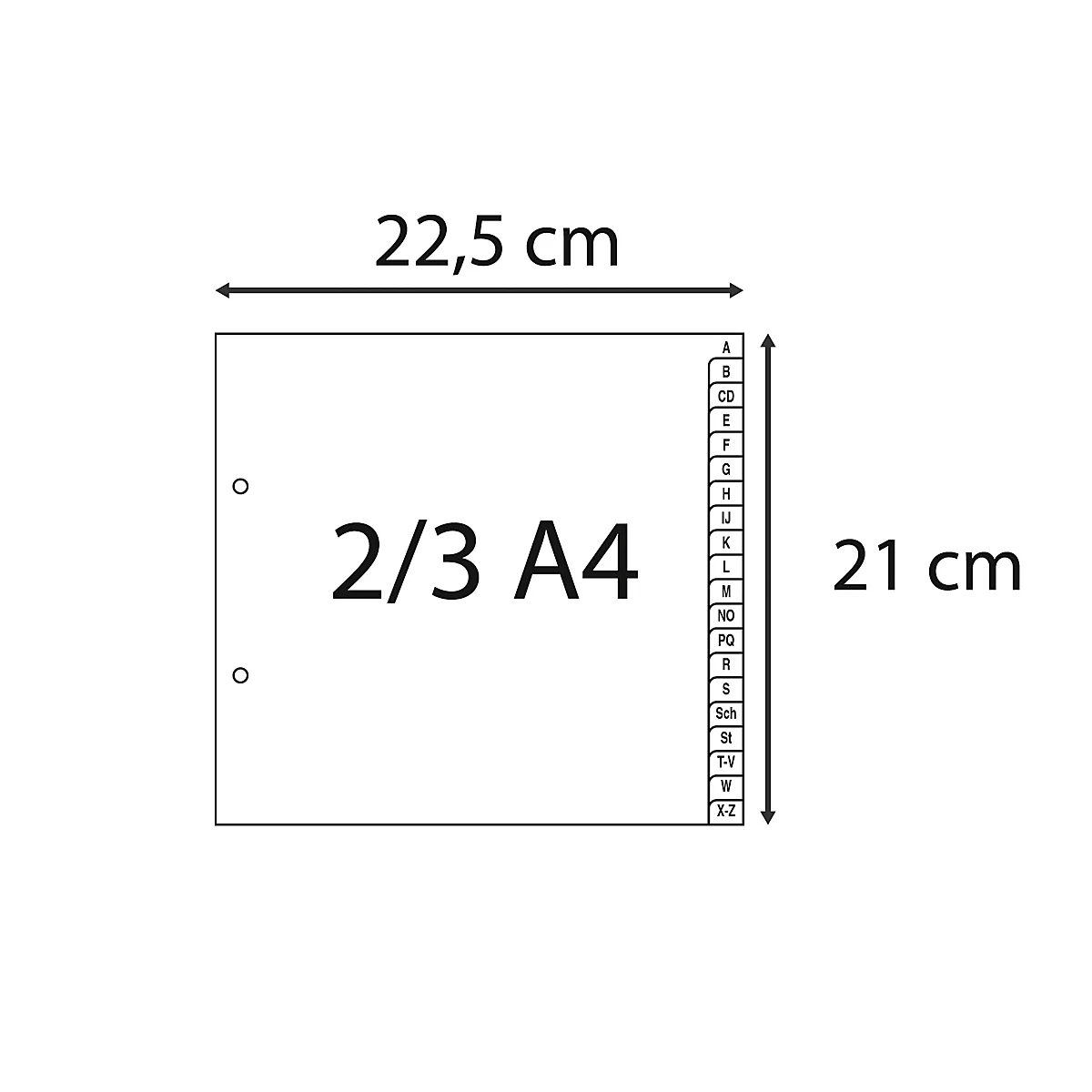 Register Exacompta 1723B, A4 Halbformat, 2-fach-Lochung, Taben A-Z, B 225 x H 210 mm, Blauer Engel, Recycling-Kunststoff, grau