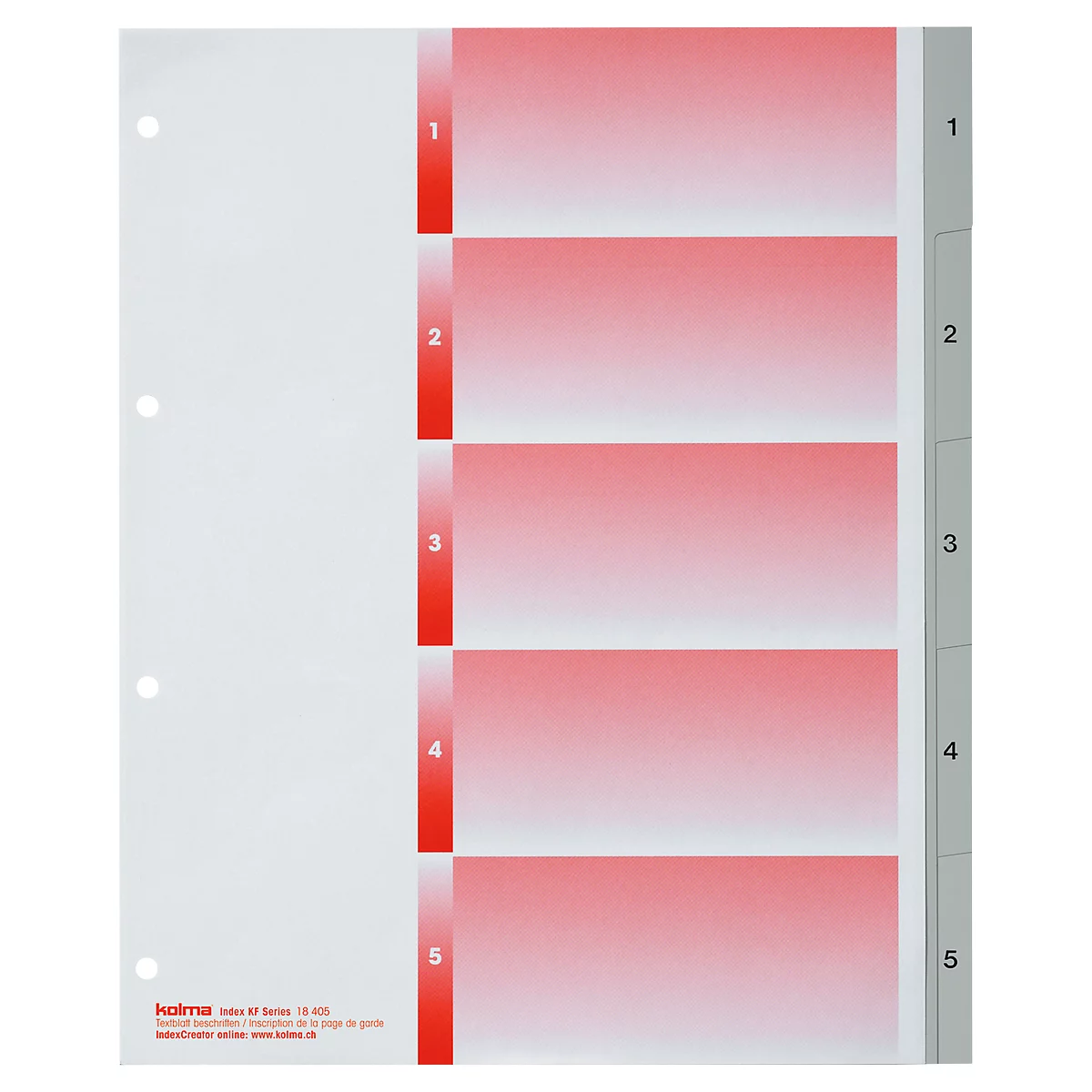 Register KolmaFlex XL, A4, mit Zahlen, 5-teilig