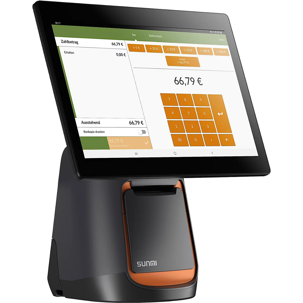 Registrierkasse SUNMI T2s, Android 9.0/SUNMI OS, 15,6″ Tochscreen, Thermodruck, USB/LAN/RJ-11/RJ-12/Micro-SD, inkl. 1 Jahr Autemio-Lizenz