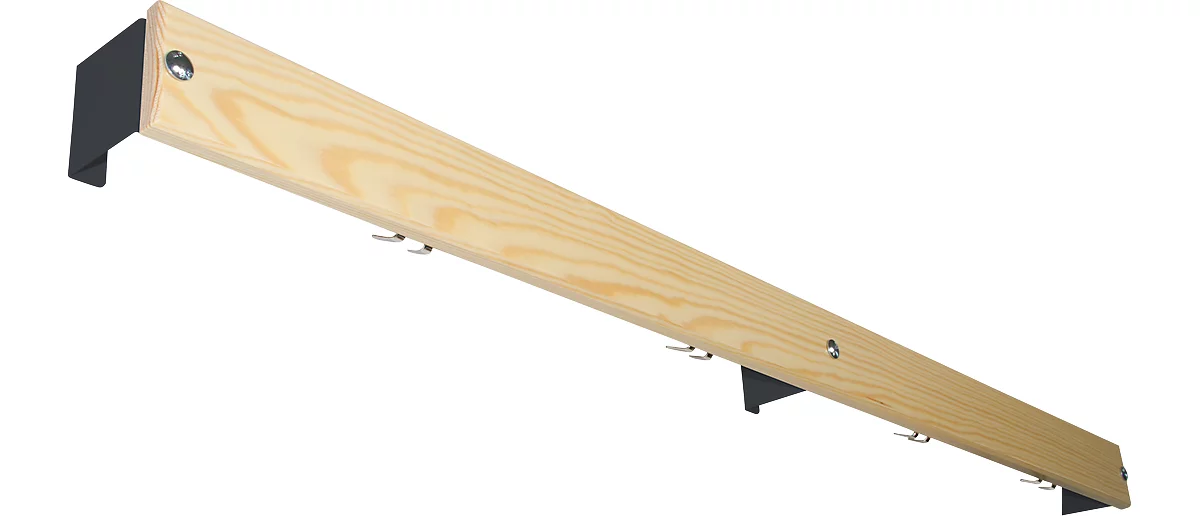 Regleta de ganchos para sistema de banco de vestuario, 1500 mm de largo, madera, antracita