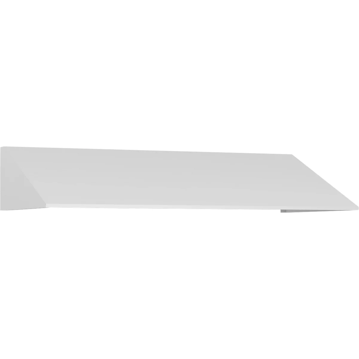 Élément de design blanc, incliné, avec une surface inclinée et une section transversale rectangulaire.