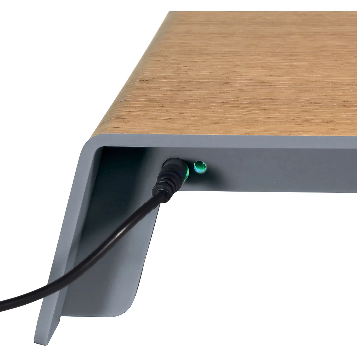 Rehaussement d'écran smartstyle sigel®, jusqu'à 5 kg, avec fonction chargeur Qi + 2 ports USB 2.0, plastique/acrylique, effet bois et métal