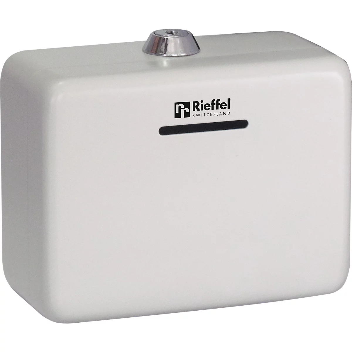 Reiffel Caissette à monnaie avec fente d'introduction, serrure à cylindre, L 125 x H 95 x P 60 mm, blanc