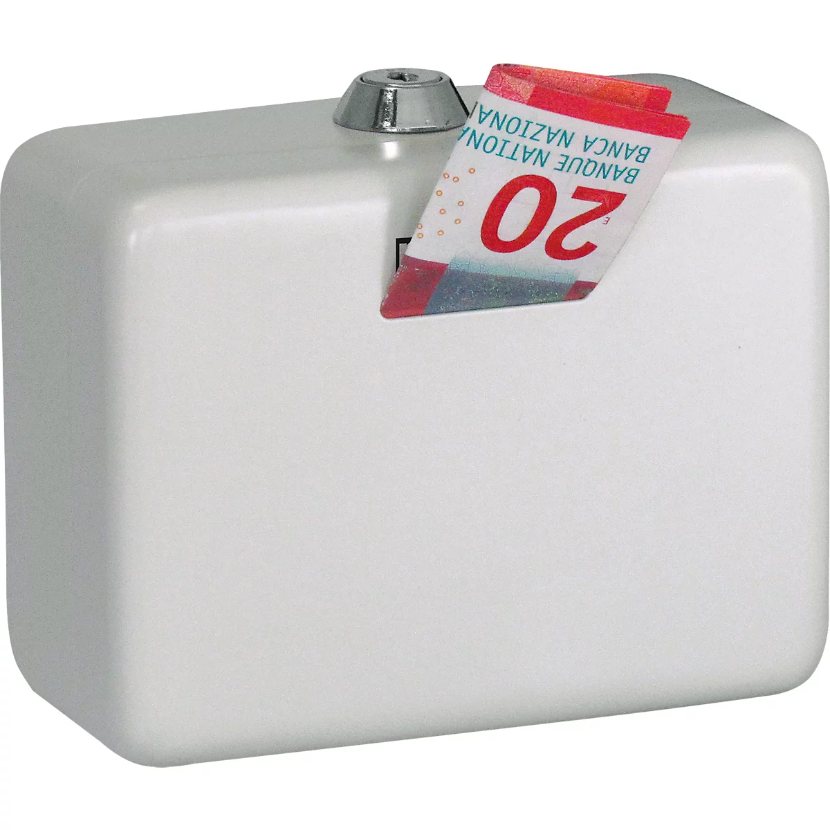 Reiffel Geldkassette mit Einwurfschlitz, Zylinderschloss, B 125 x H 95 x T 60 mm, weiss