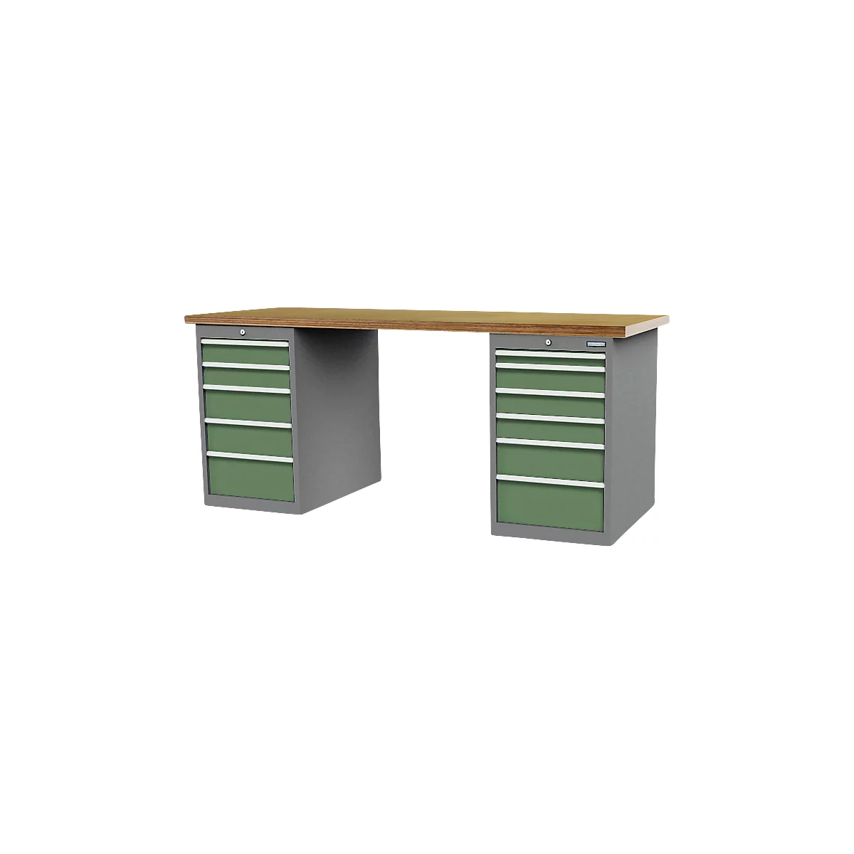 Reihenwerkbank Bedrunka+Hirth, Buche-Multiplex-Arbeitsplatte, 11 Schübe, abschließbar, bis 1000 kg, B 2000 x T 750 x H 859 mm