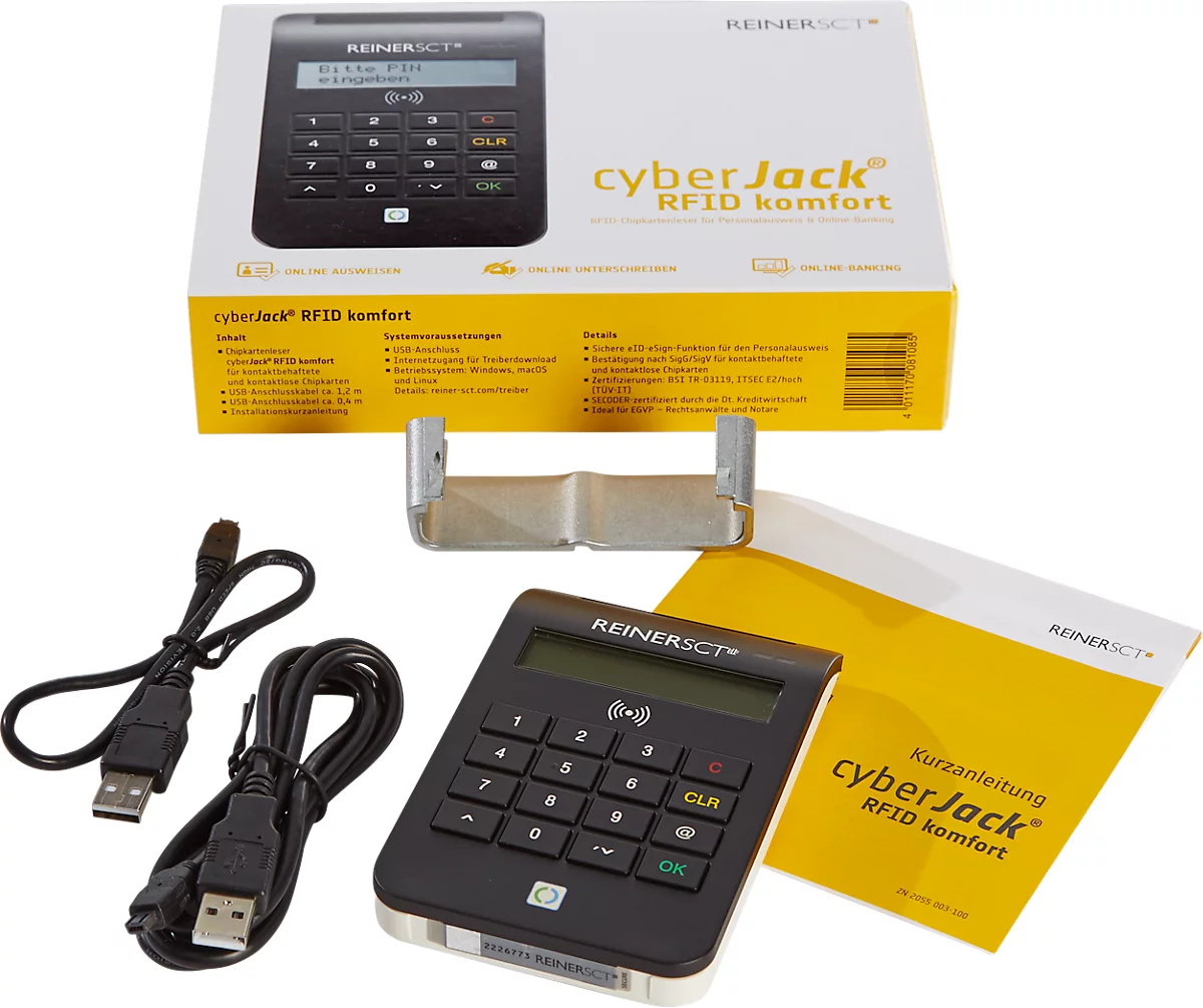 REINERSCT Chipkartenleser cyberjack RFID komfort, PIN-Eingabe, Multi-Applikationen