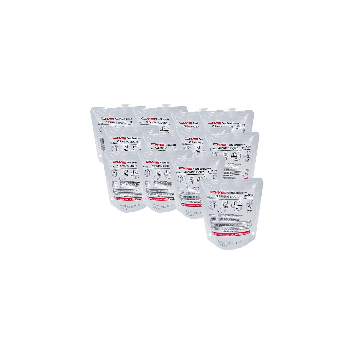 Reinigungsflüssigkeit, 12 Kunststoffbeutel à 300 ml