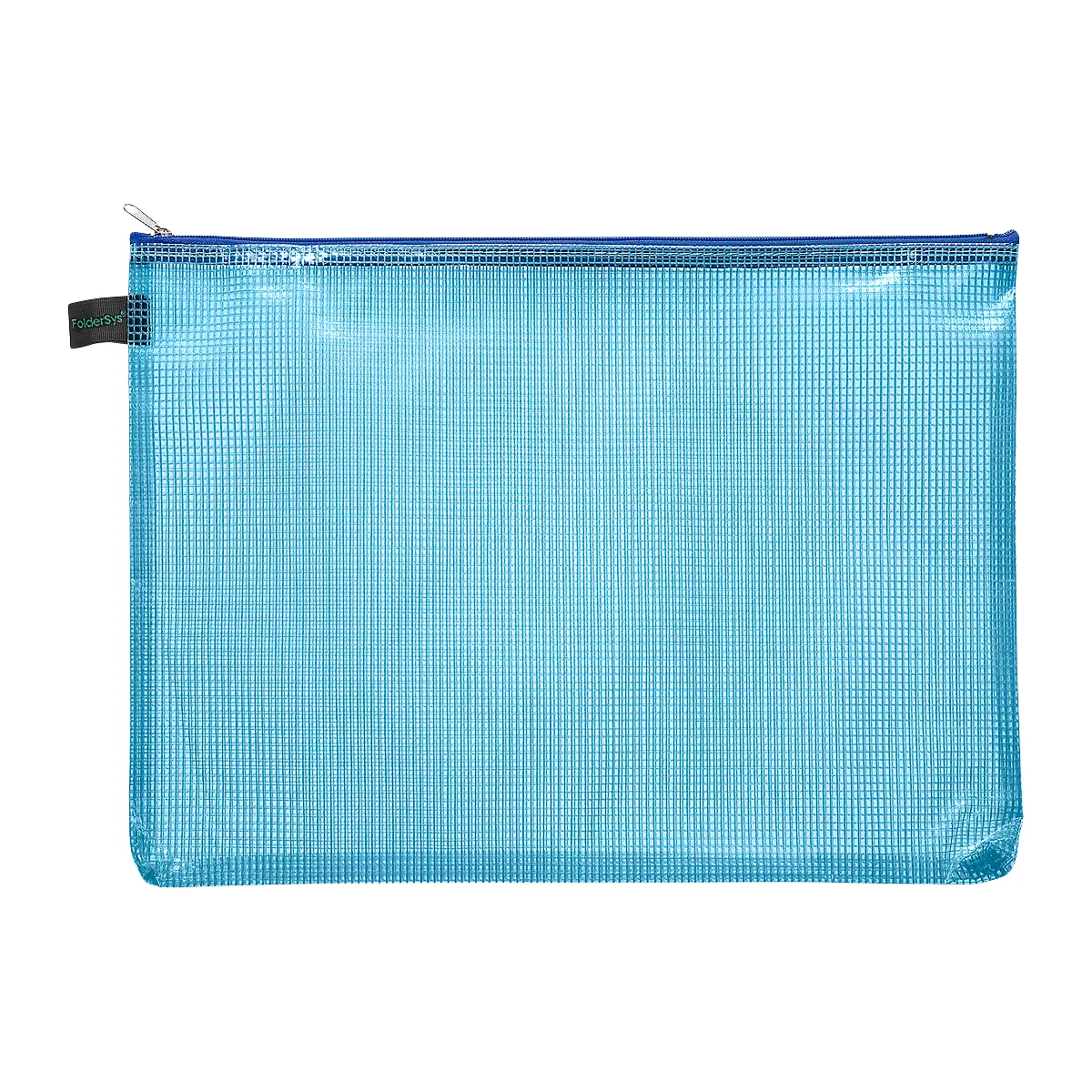 Reissverschlussbeutel FolderSys, A4, Stärke 0,20 mm, B 357 x H 272 mm, PVC-freie Folie, blau-transparent