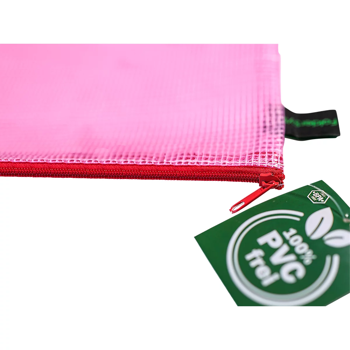 Reissverschlussbeutel FolderSys, A4, Stärke 0,20 mm, B 357 x H 272 mm, PVC-freie Folie, rot-transparent