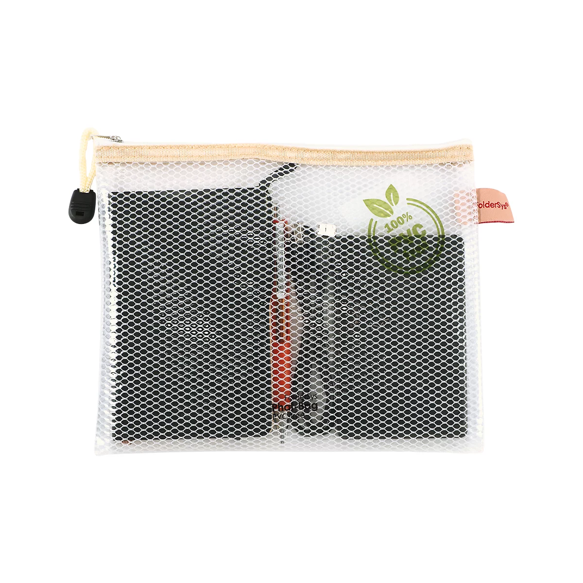 Reißverschlussbeutel FolderSys, Halteschlaufe & Kordel, PVC-frei, Kunststoff transparent, Format A4, 10 Stück