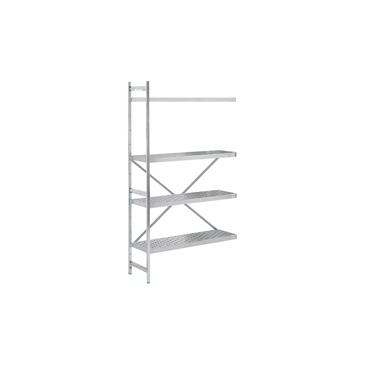 Reksysteem, aanbouwrek, roestvrij staal, geperforeerde bodem, H 2000 x B 1175 x D 400 mm
