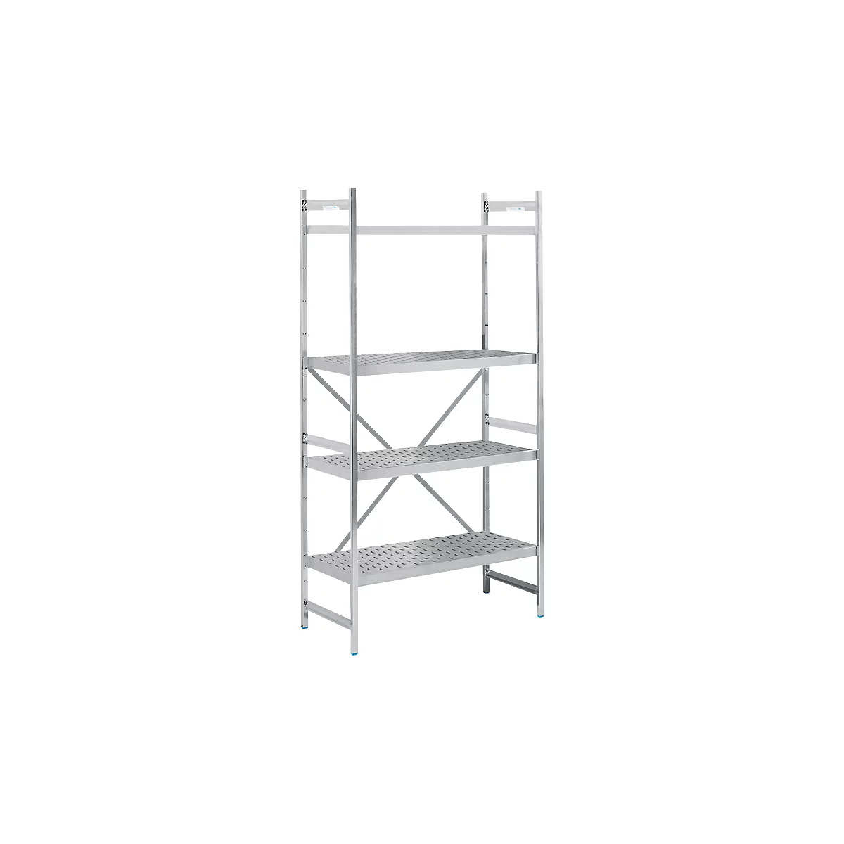 Reksysteem, basislegbord, roestvrij staal, geperforeerde bodem, H 2000 x B 900 x D 500 mm
