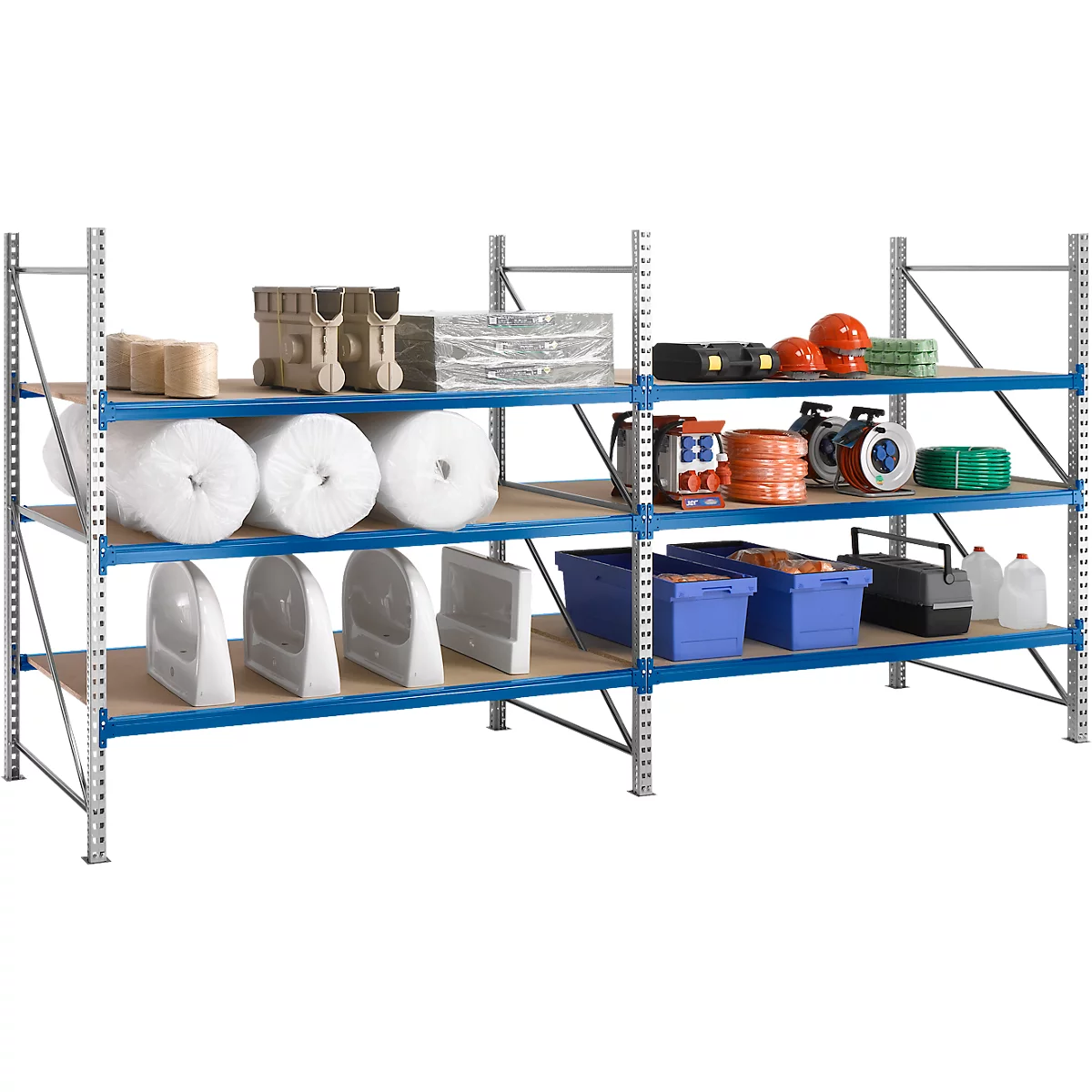 Reksysteem WR 600, aanbouwvak, traverse verzinkt, met 4 etages, 3000 x 2200 x 800 mm