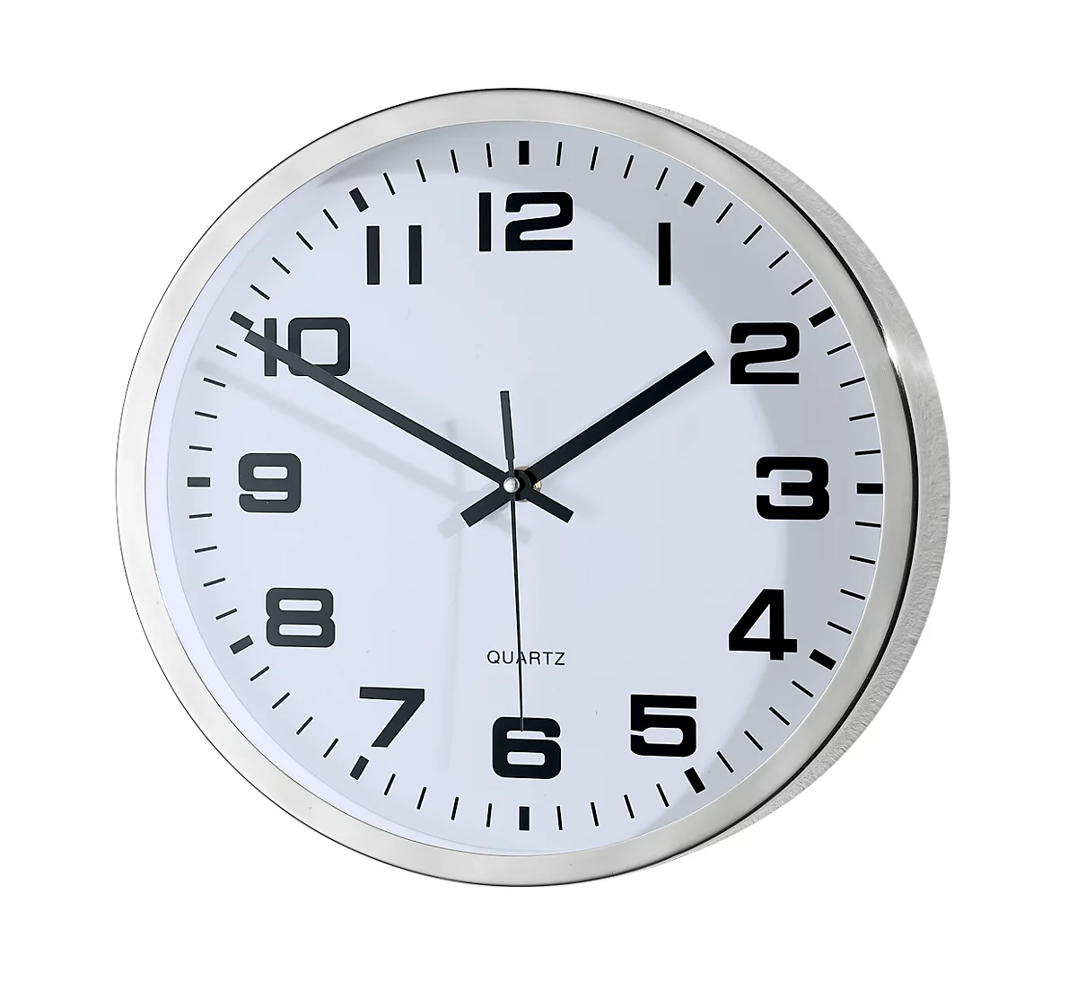 Reloj de pared de cuarzo de acero inoxidable, redondo, ø 300 mm