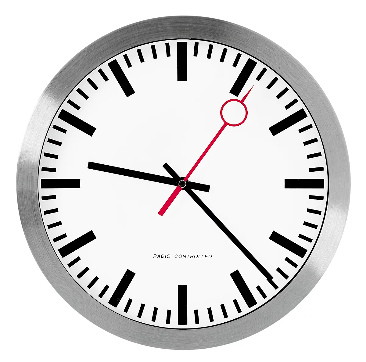 Reloj estilo estación con segundero rojo, Reloj radiocontrolado