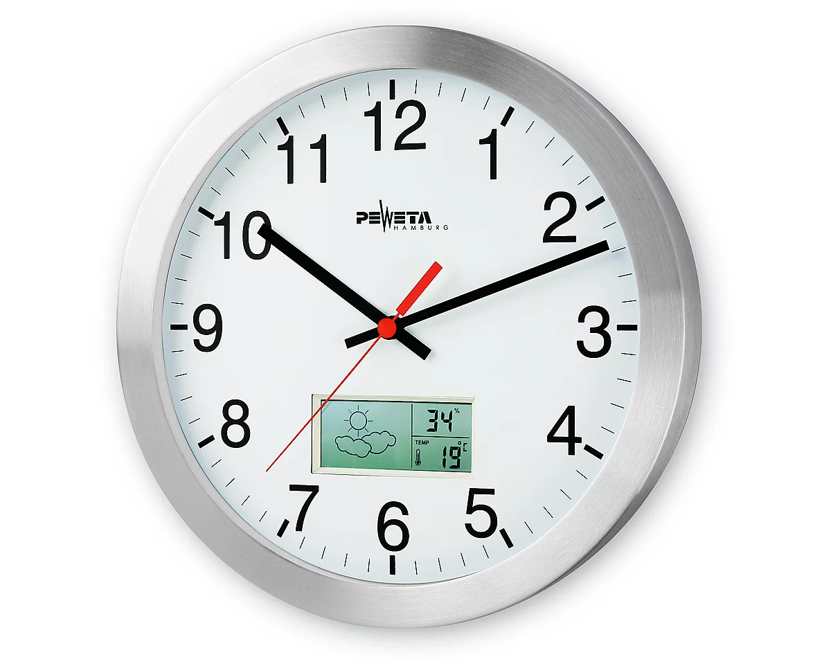 Reloj radiocontrolado con pronóstico del tiempo, ø 300 mm