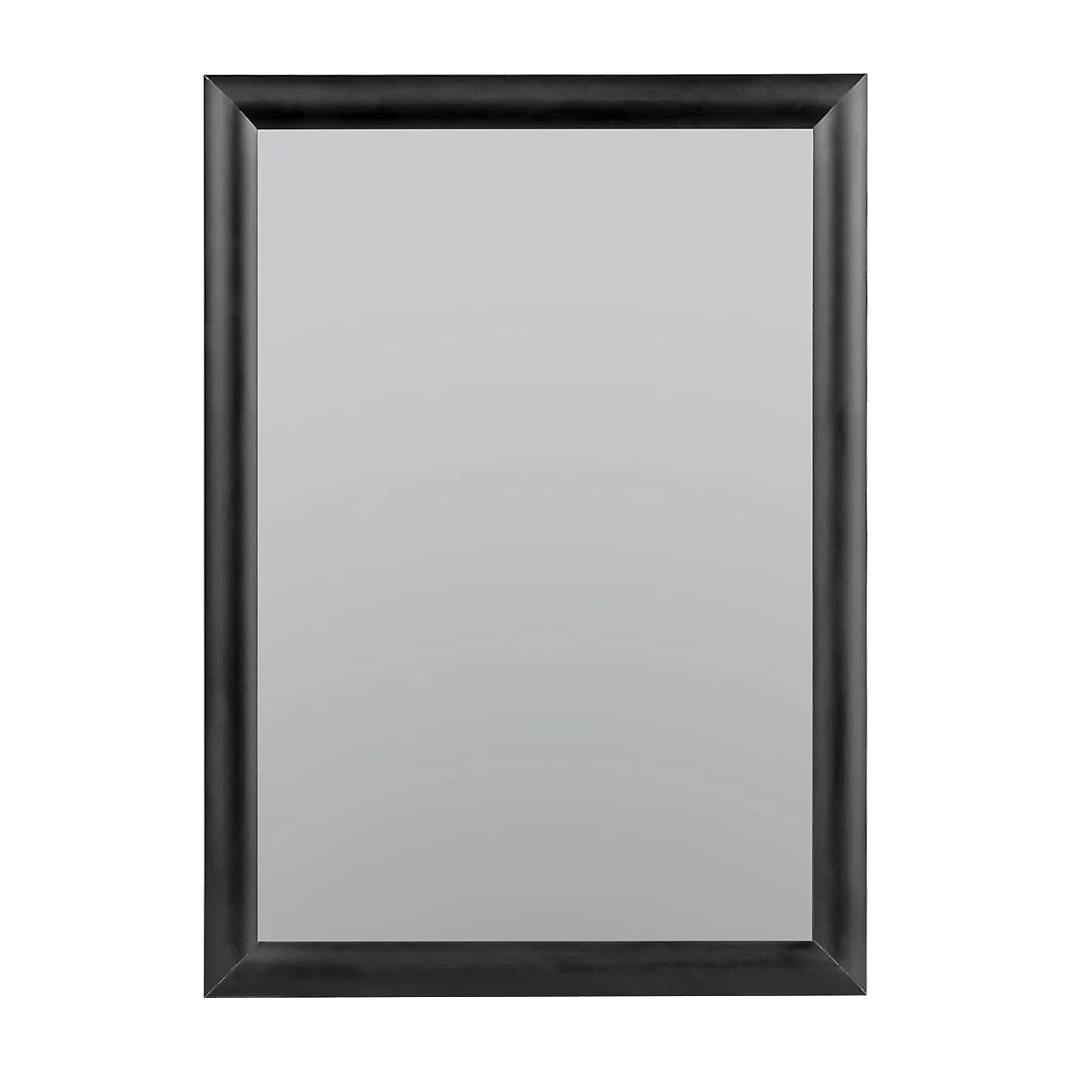 Rectangular mirror with a black frame.