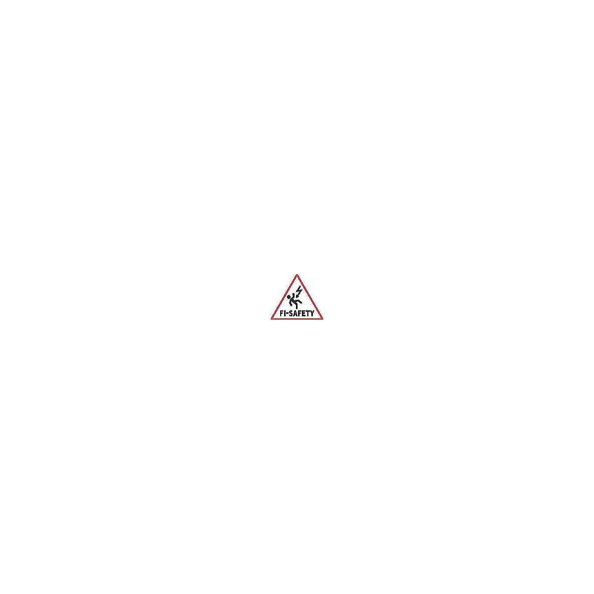 Triangle rouge avec une personne et un éclair, avec le texte FI-SAFETY en dessous.