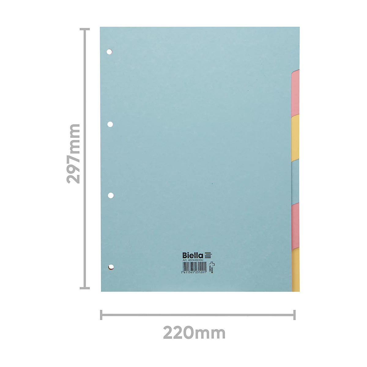 Répertoire Biella, pour DIN A4, 6 pièces, vierge, L 310 x l 235 x H 2 mm, carton, couleur