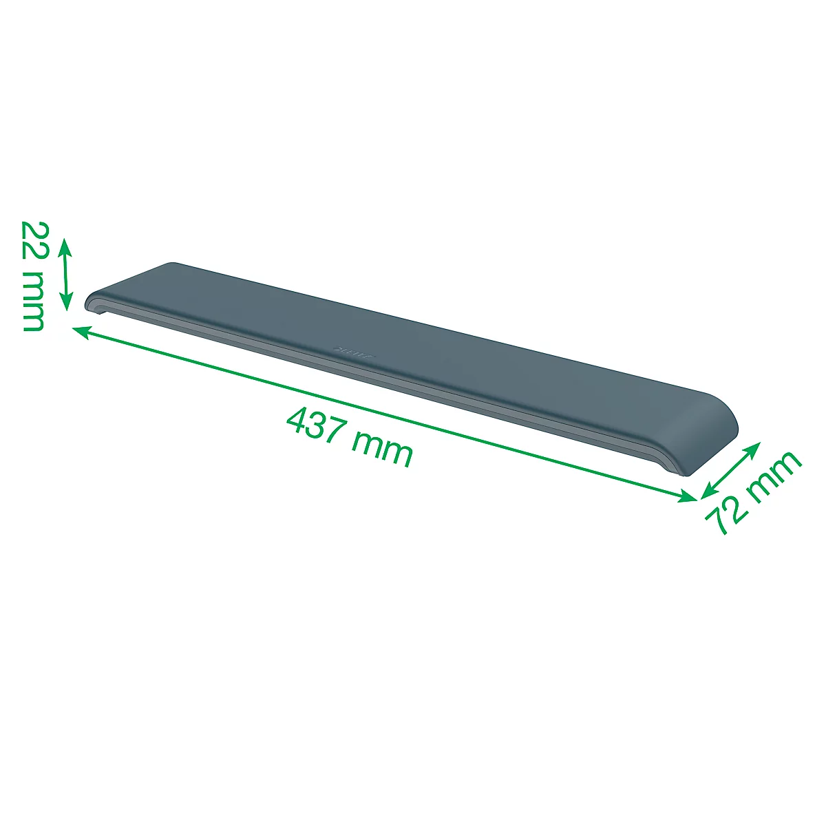Repose-poignets Leitz Ergo, pour toute la longueur des claviers, L 71 x P 437 x H 22 mm, gris velours